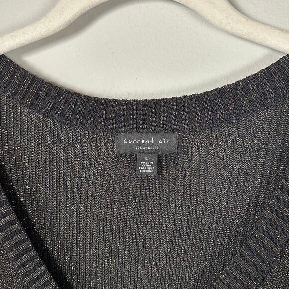 Current Air Black & Gold Shimmer Long Sleeve Bubble Waist Dress Women's Large - Picture 7 of 10